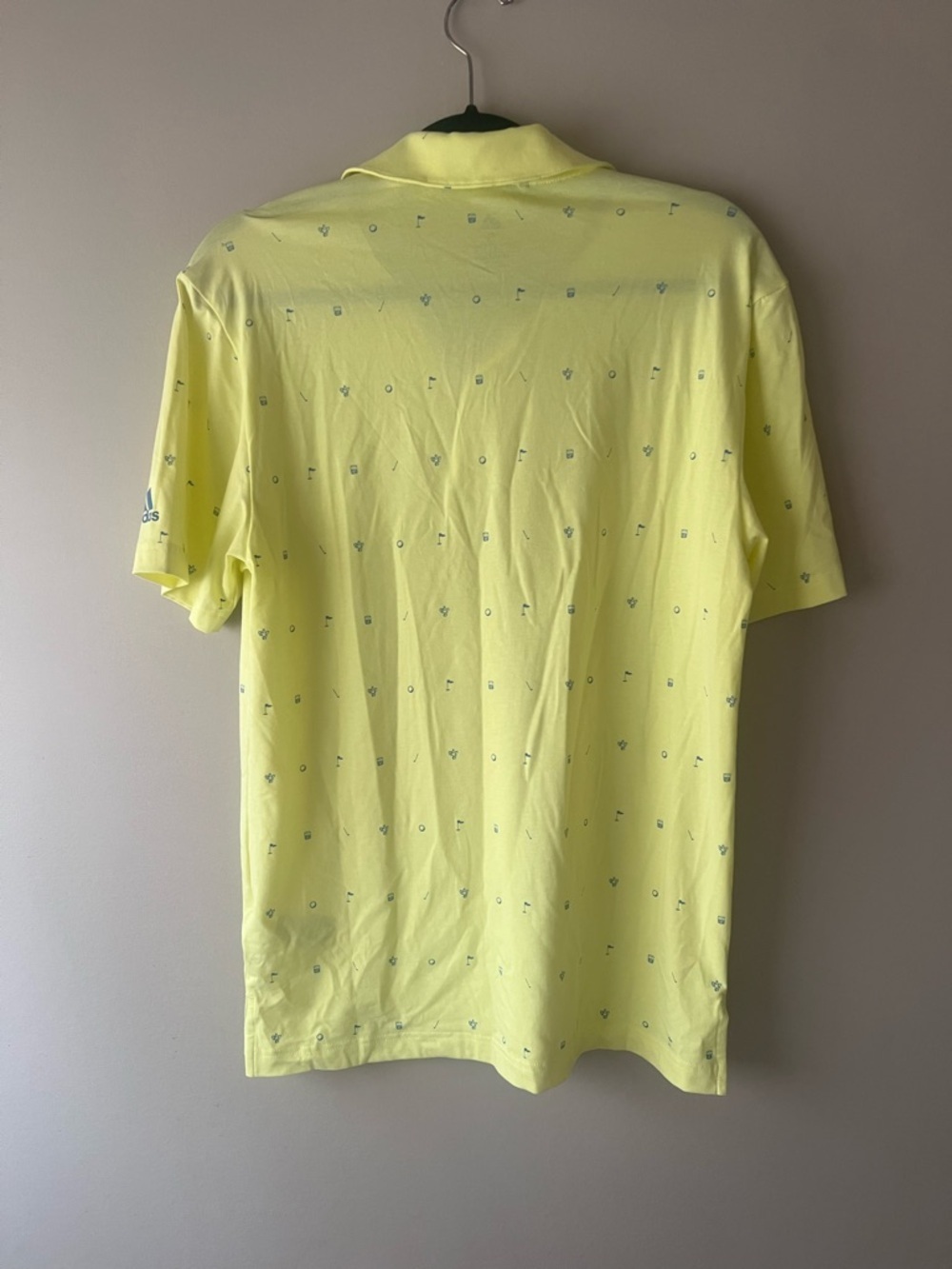 adidas Men's Light Yellow Polo with Micro Print Allover Golf Print Small NWT - Picture 4 of 4